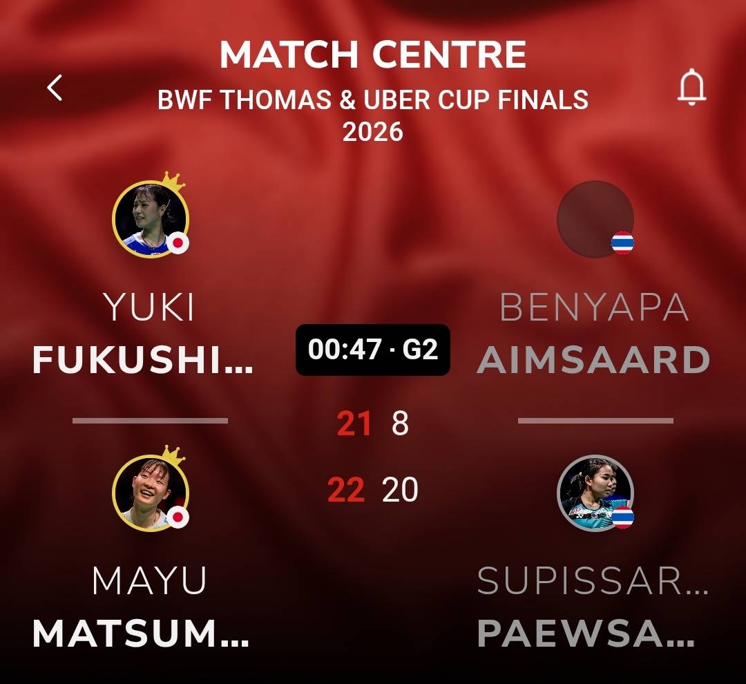 มูนา-เฟม พ่ายคู่มือหนึ่งญี่ปุ่น 0-2 เกม ไทยตาม 0-2 คู่ ศึก Uber Cup 2026